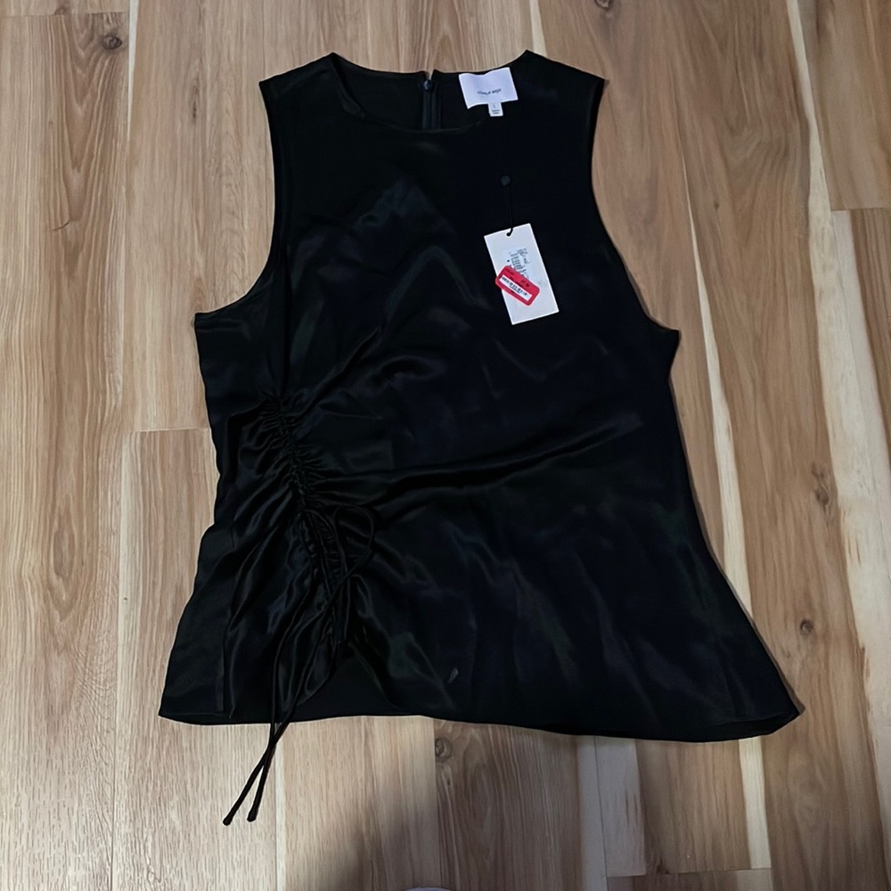 Cinq a Sept black large Silk tank w drawstring